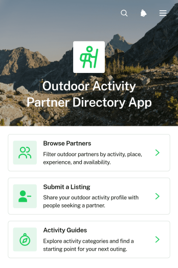 Outdoor Activity Partner Directory App Template
