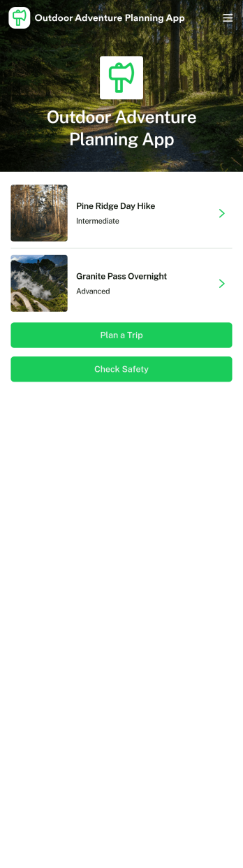 Outdoor Adventure Planning App Template
