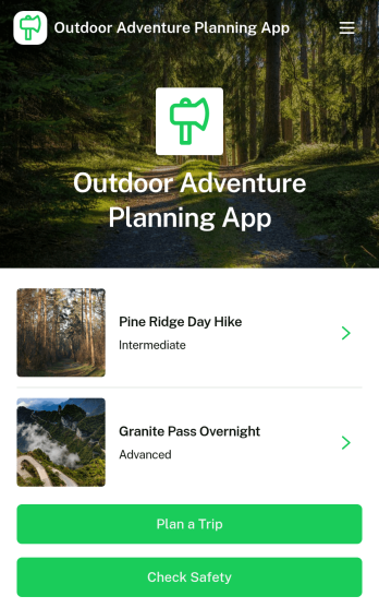 Outdoor Adventure Planning App Template