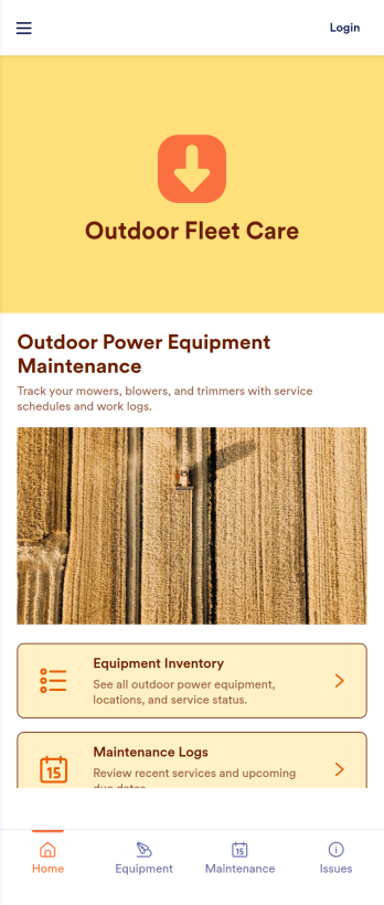 Outdoor Power Equipment Maintenance Software App Template