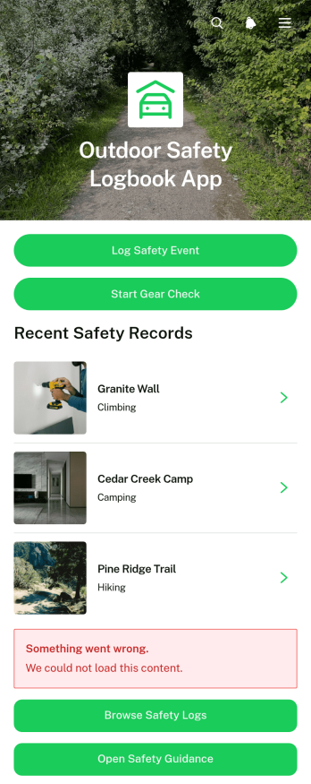 Outdoor Safety Logbook App Template