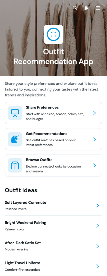 Outfit Recommendation App Template