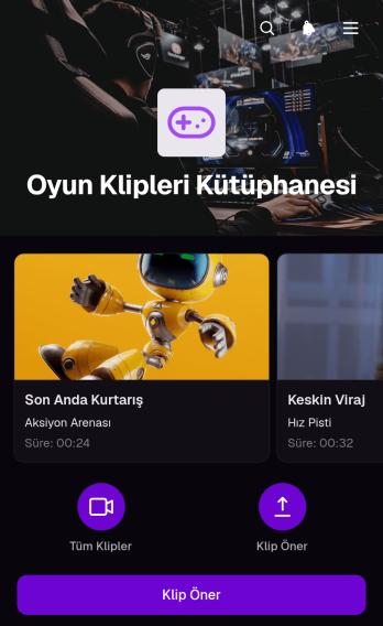 Oyun Klipleri Kütüphanesi Uygulama Șablonu