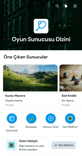 Oyun Sunucusu Dizini Uygulama Șablonu