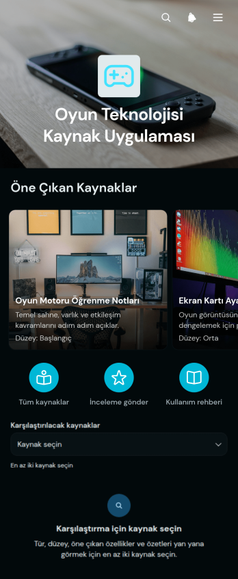 Oyun Teknolojisi Kaynak Uygulama Șablonu