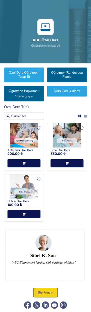 Özel Ders Uygulaması Template