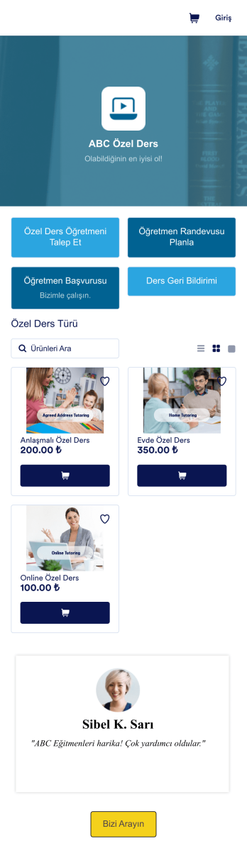 Özel Ders Uygulaması Template