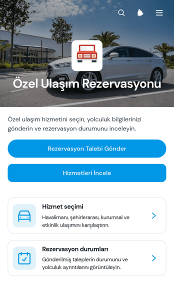 Özel Ulaşım Rezervasyon Uygulama Șablonu