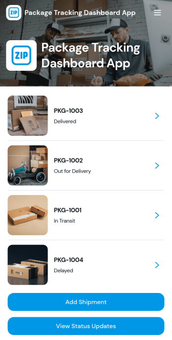 Package Tracking Dashboard App Template