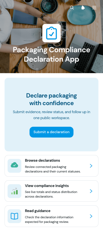 Packaging Compliance Declaration App Template