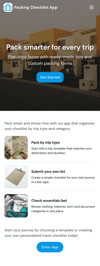 Packing Checklist App Template