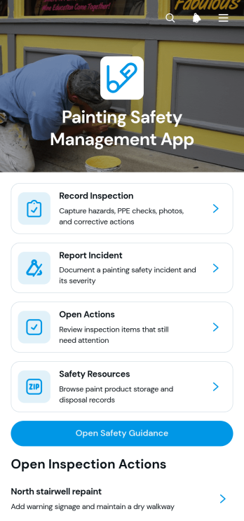 Painting Safety Management App Template