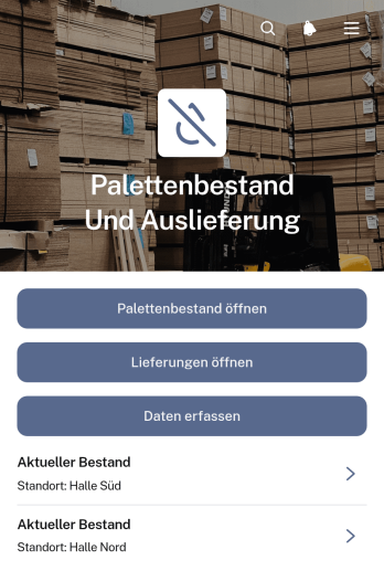 Palettenbestands- und Liefer-App