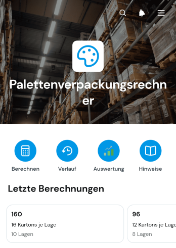 Palettenverpackungsrechner-App
