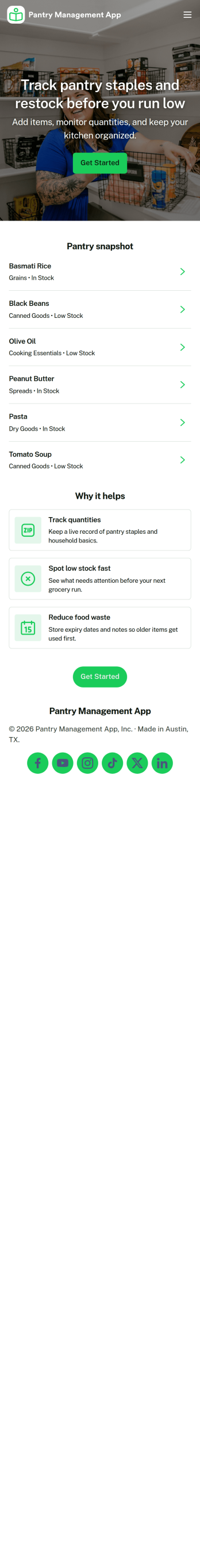 Pantry Management App Template