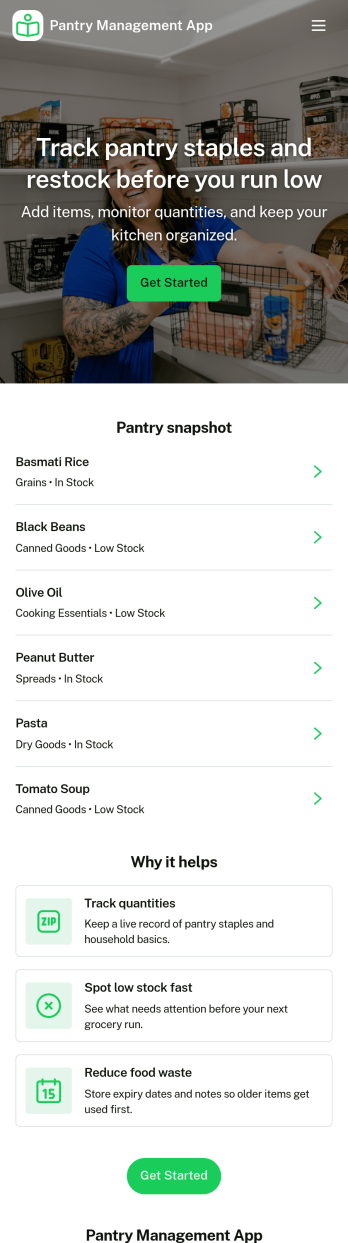Pantry Management App Template