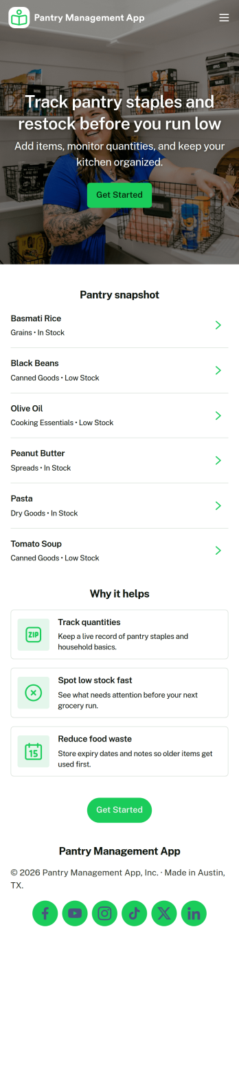 Pantry Management App Template