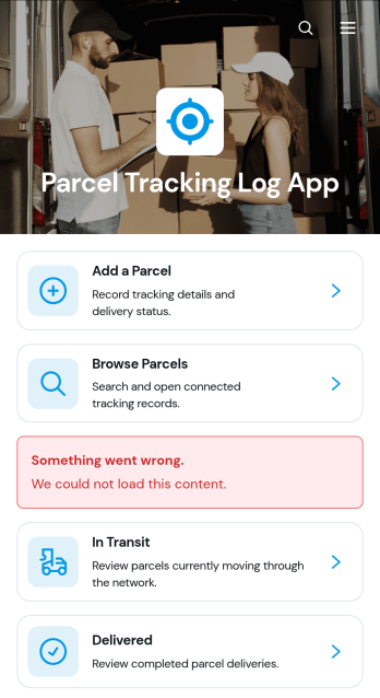 Parcel Tracking Log App Template