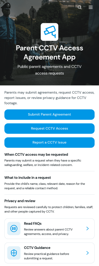 Parent CCTV Access Agreement App Template
