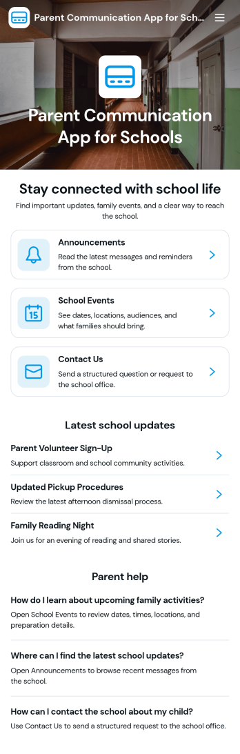 Parent Communication App for Schools
