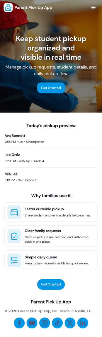 Parent Pick Up App Template