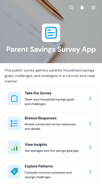 Parent Savings Survey App Template