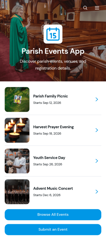 Parish Events App Template