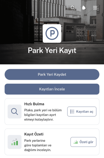 Park Yeri Kayıt Uygulama Șablonu
