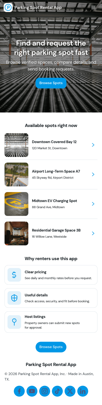 Parking Spot Rental App Template