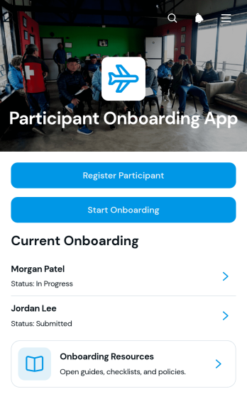 Participant Onboarding App Template