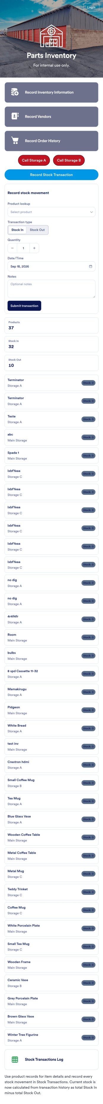 Parts Inventory App Template