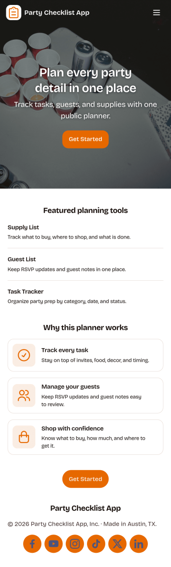 Party Checklist App Template