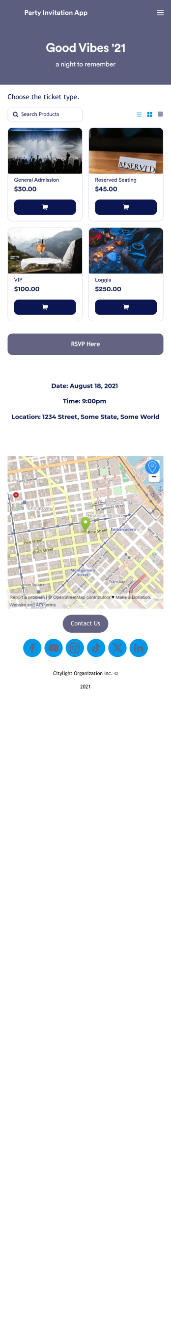 Party Invitation App Template