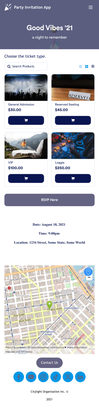 Party Invitation App Template