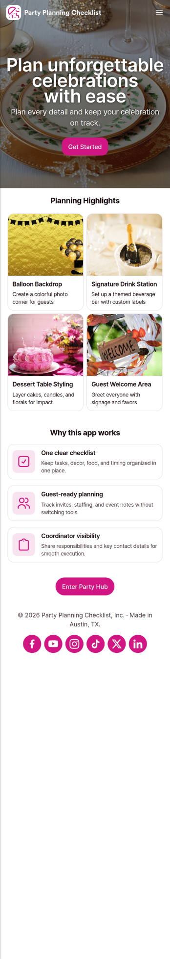 Party Planning Checklist App Template