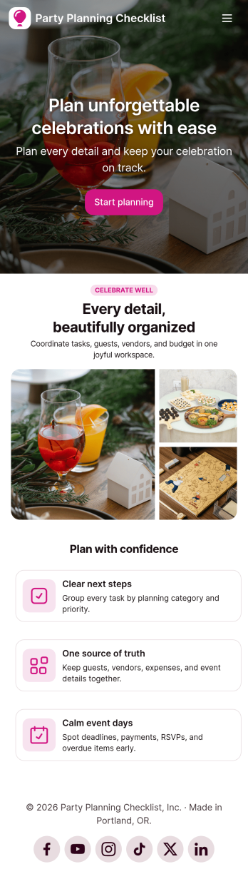 Party Planning Checklist App Template