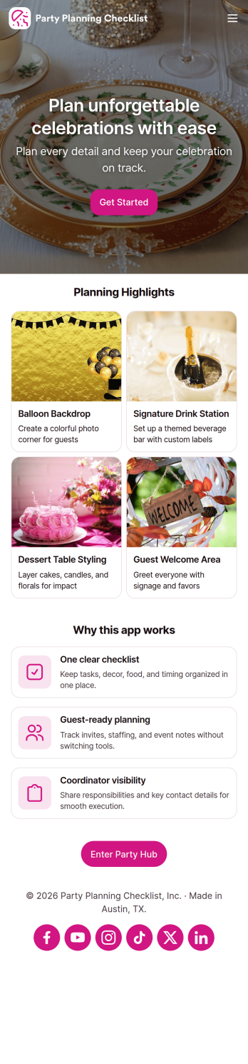 Party Planning Checklist App Template