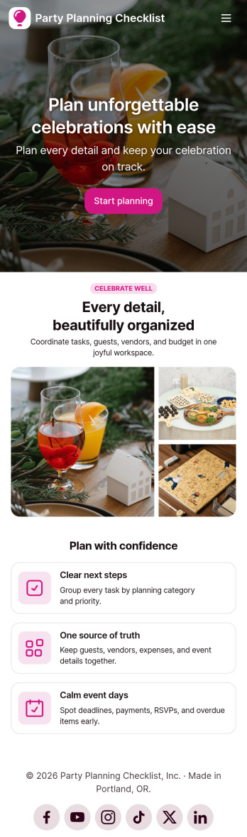 Party Planning Checklist App Template