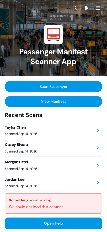 Passenger Manifest Scanner App Template