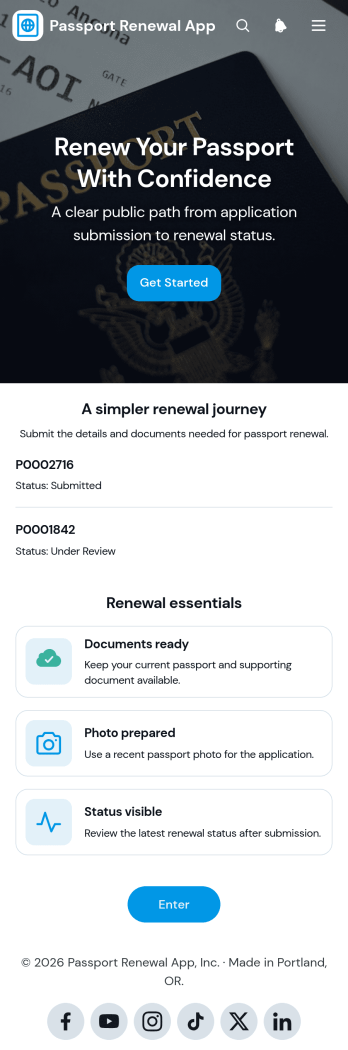 Passport Renewal App Template