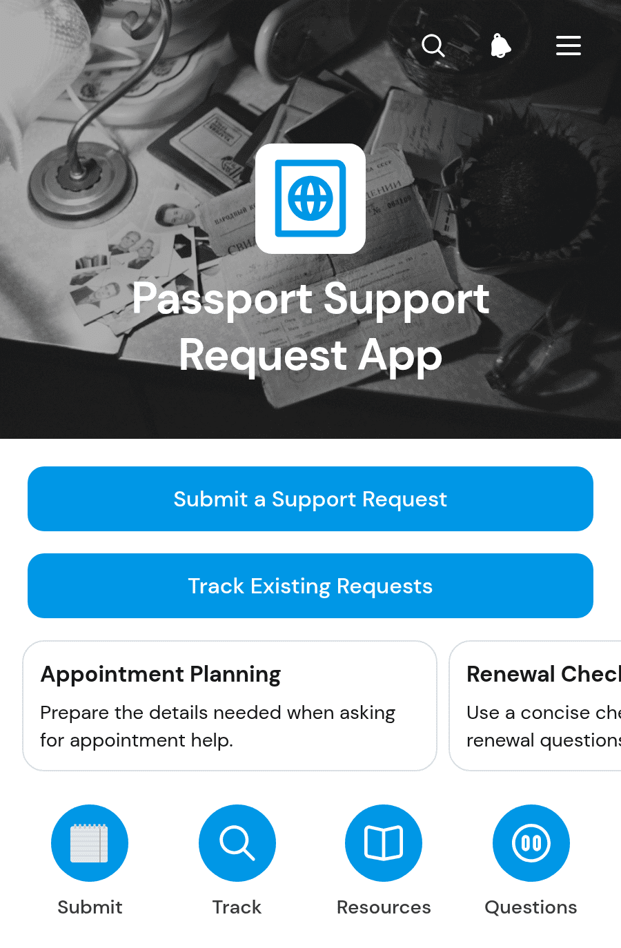 Passport Support Request App Template | Jotform
