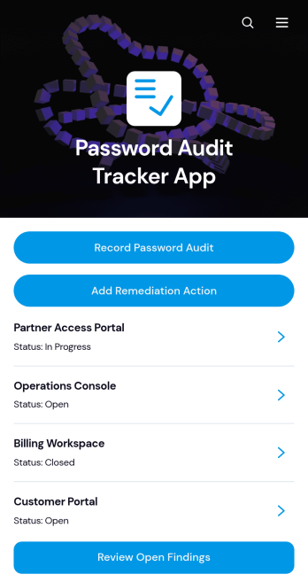 Password Audit Tracker App Template