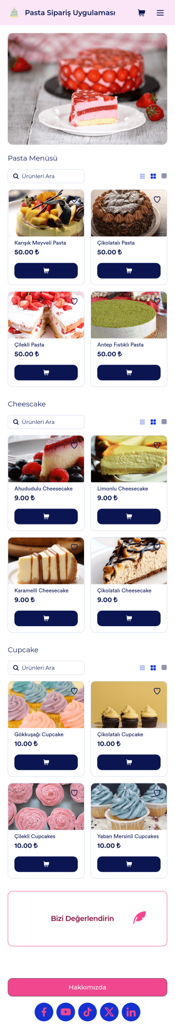 Pasta Sipariş Uygulama Șablonu