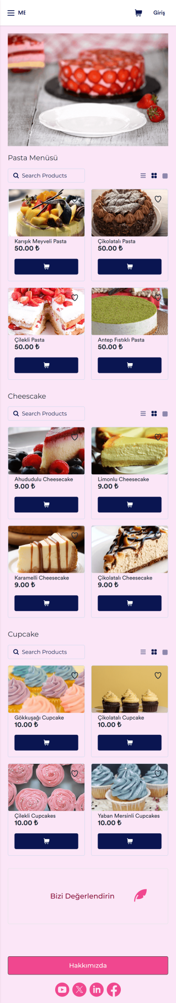 Pasta Sipariş Uygulaması Template