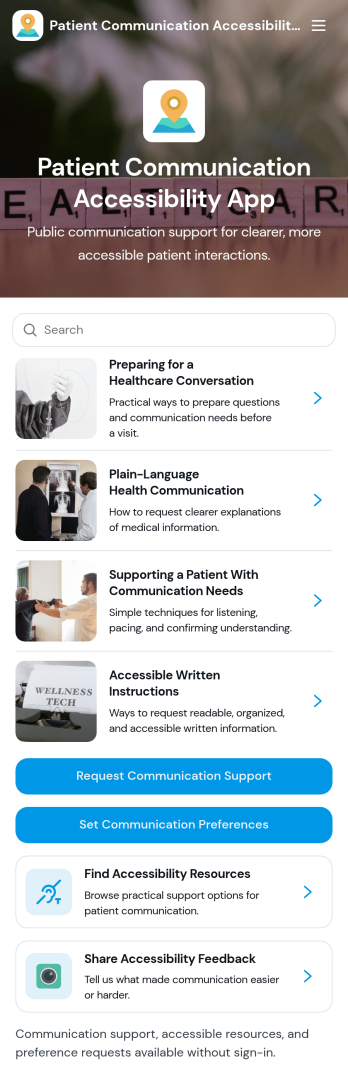 Patient Communication Accessibility App Template