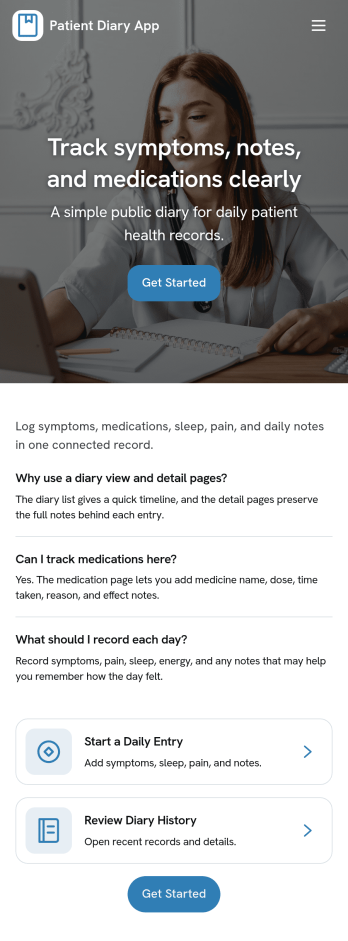 Patient Diary App Template