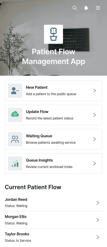 Patient Flow Management App Template