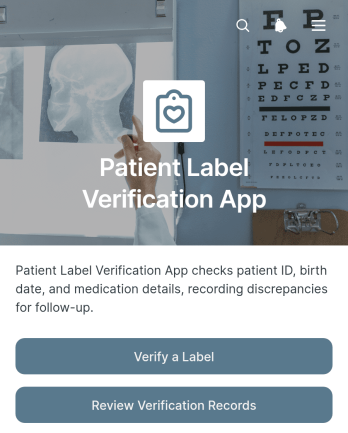 Patient Label Verification App Template