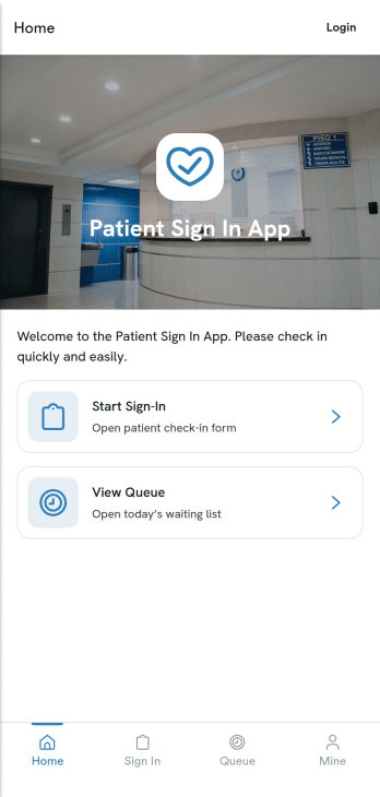 Patient Sign In App Template