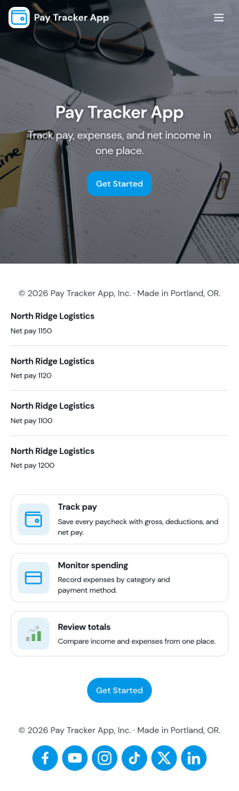 Pay Tracker App Template